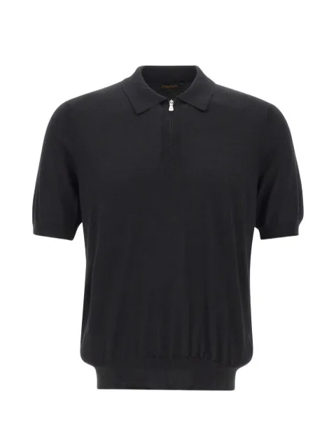 Gran Sasso zip-collar short-sleeve polo shirt Black 4316616401099