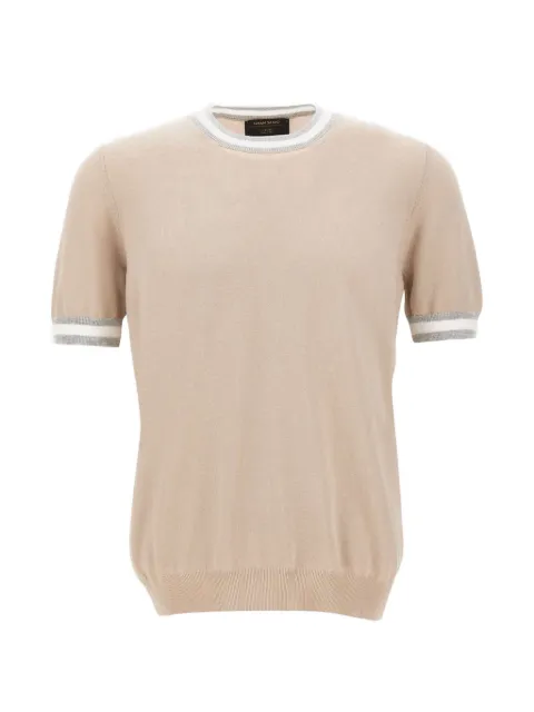 Gran Sasso short-sleeved ribbed-trim top Neutrals 5713520671010