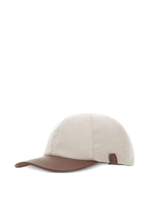 Eleventy leather-brim wool baseball cap Neutrals N77CPLN15TES0N0260205