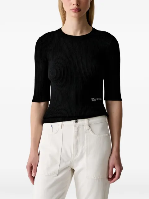 Karl Lagerfeld Jeans ribbed-knit short-sleeve top Black B3W18008999