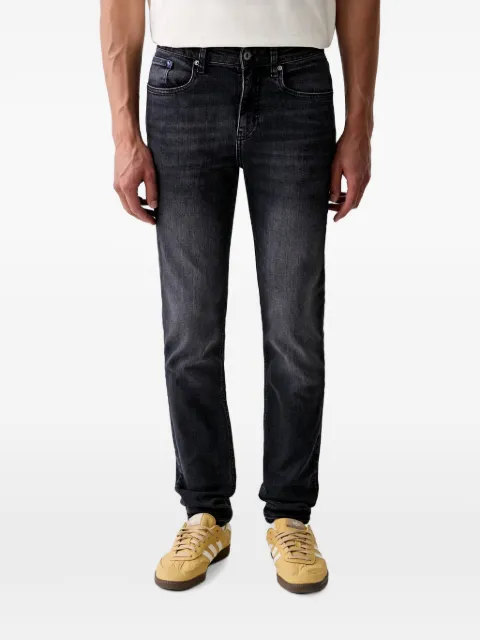 Karl Lagerfeld Jeans logo-print whiskered slim-fit jeans Black B3M10027