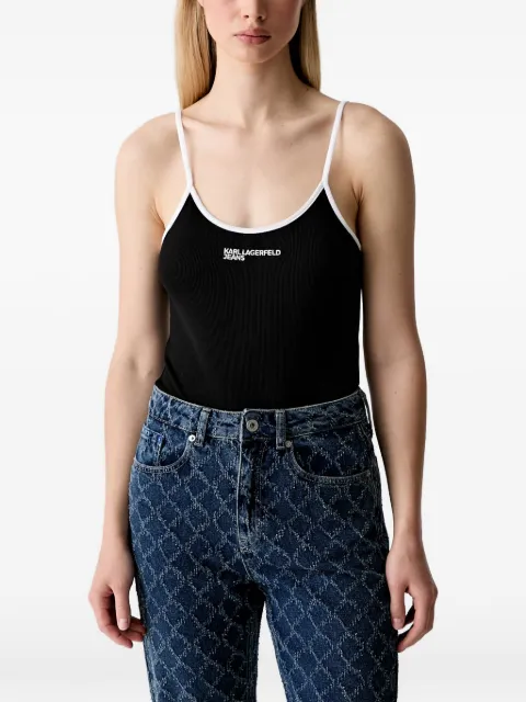 Karl Lagerfeld Jeans ribbed-knit logo-print bodysuit Black B3W17028999