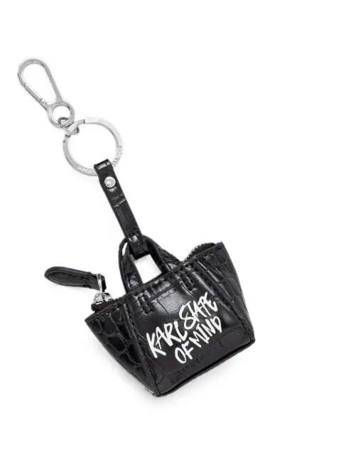 Karl Lagerfeld Jeans croc-effect logo-print keyring Black B3W50042999