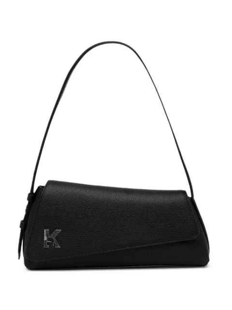 Karl Lagerfeld Jeans logo-plaque pebbled shoulder bag Black B3W30200999