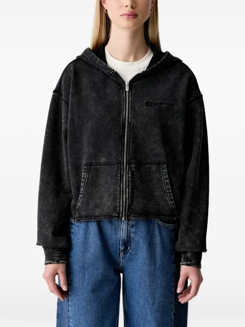 Karl Lagerfeld Jeans acid-wash logo-embroidered hoodie Black B3W20020999