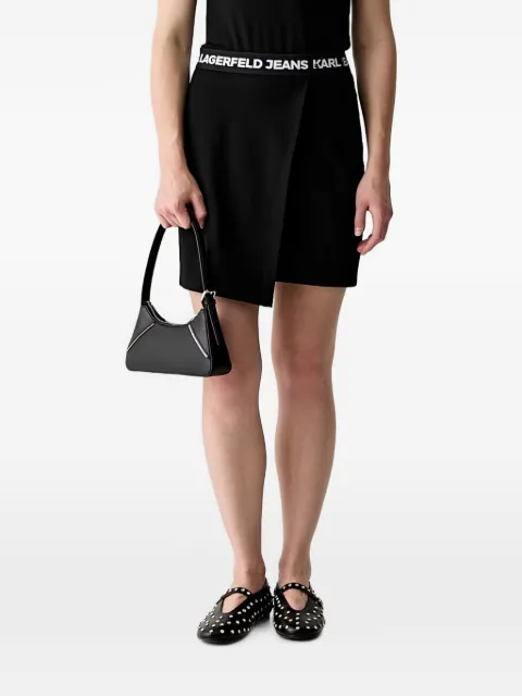 Karl Lagerfeld Jeans logo-waistband wrap mini skirt Black B3W12004999