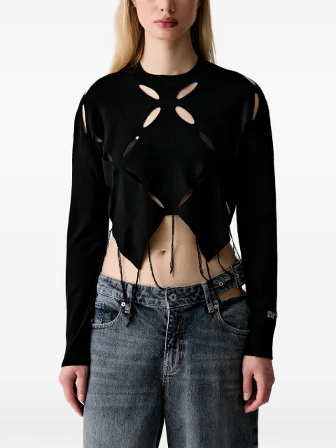 Karl Lagerfeld Jeans cut-out long-sleeve top Black B3W18013999