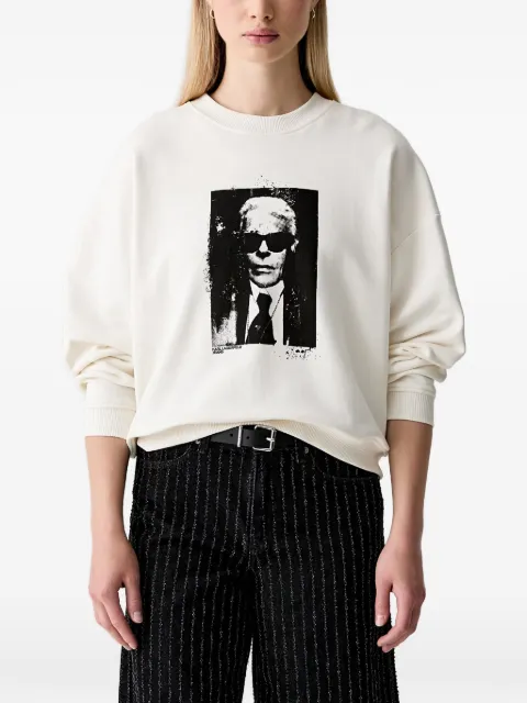 Karl Lagerfeld Jeans portrait-print crew-neck sweater White B3W200182OO