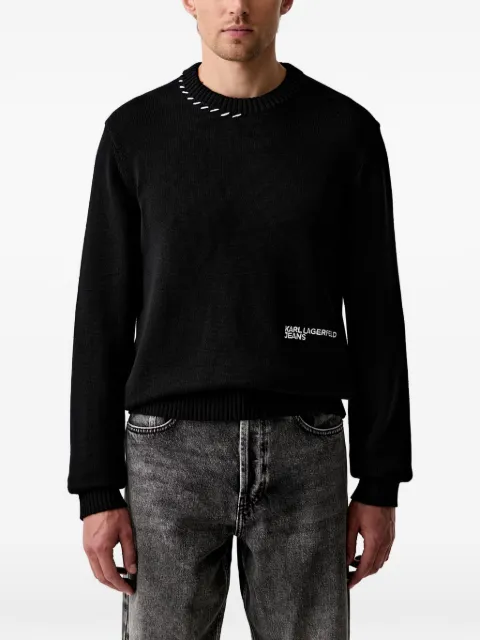 Karl Lagerfeld Jeans logo-print whipstitch-trim sweater Black B3M18004999