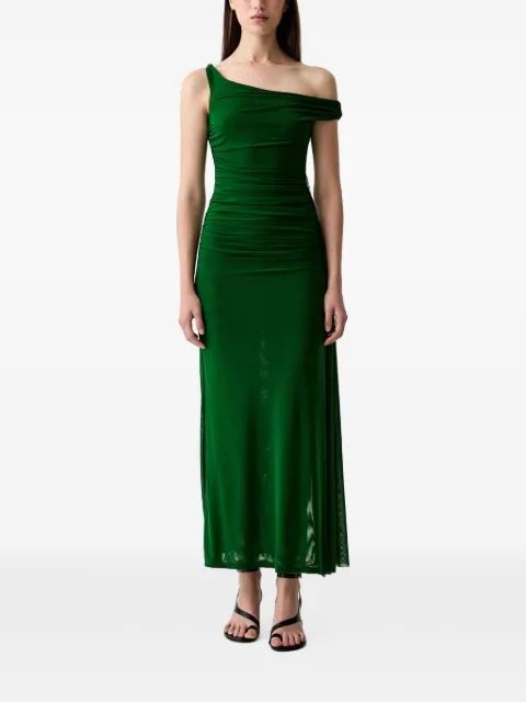Bardot Layana one-shoulder ruched-detailing maxi dress Green 59512DB