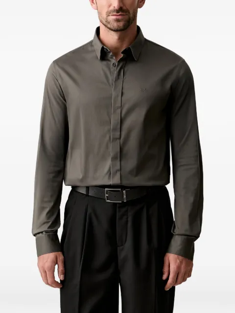 Armani Exchange logo-embroidered slim-fit shirt Green 8NZCBDZN10Z
