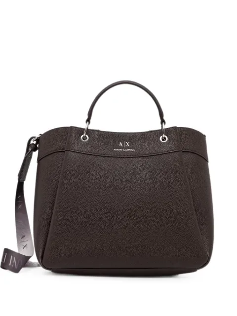 Armani Exchange large logo-print pebbled tote bag Brown 942910CC783