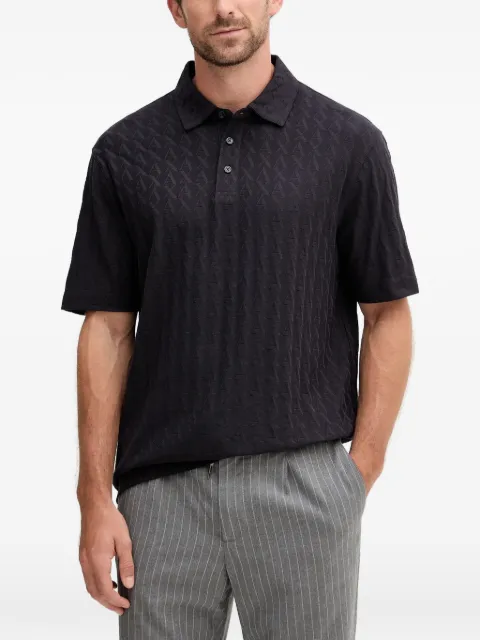 Armani Exchange textured cotton polo shirt Blue XM001292AF10337