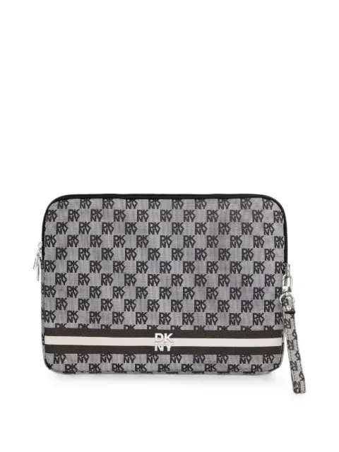 DKNY monogram-print logo-plaque laptop bag Grey DKCS14