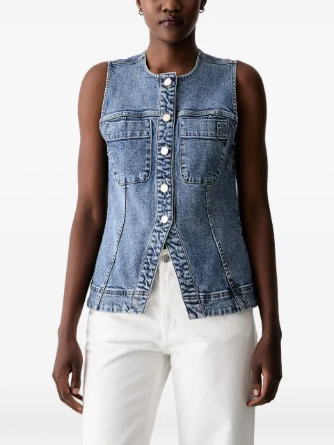 DKNY buckled denim button-down top Blue DJ6V7018