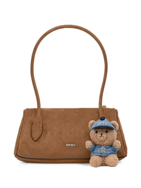 DKNY logo-plaque teddy-bear-charm tote bag Brown R62DMQ90