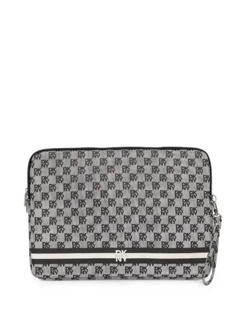 DKNY logo-print striped laptop bag Grey DKCS16