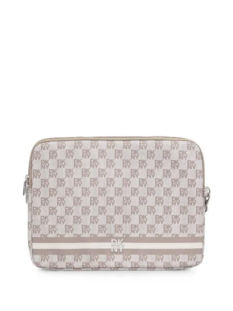 DKNY monogram-print logo-plaque laptop bag Neutrals DKCS14