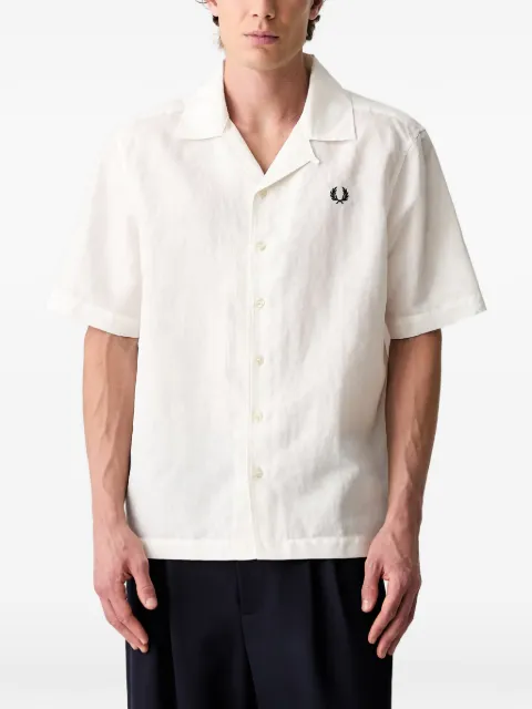 Fred Perry embroidered-logo camp-collar shirt Neutrals M9894