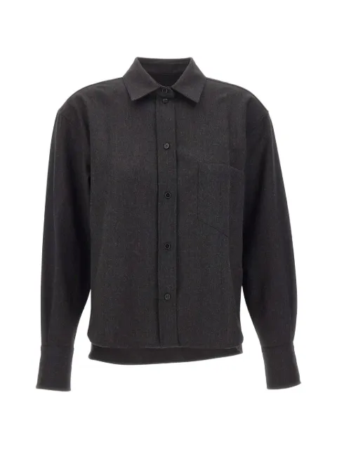 Victoria Beckham VB-embroidered cropped shirt Grey 1326WSH007474F