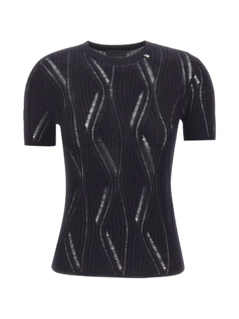 LIU JO cut-out ribbed-knit T-shirt Blue CA6196MA77QP9583