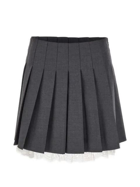 Self-Portrait pleated lace-trim mini skirt Grey 006SKGR