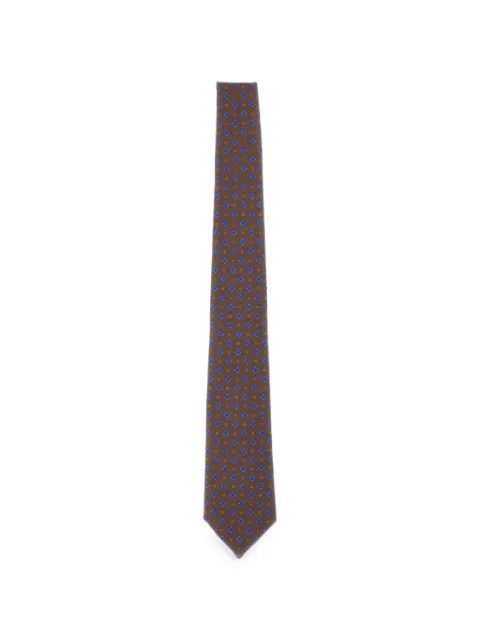 Kiton floral-pattern seven-fold tie Brown UCRVKRC02M8506000