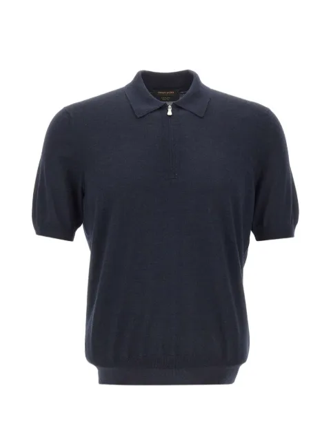 Gran Sasso zip-collar short-sleeve polo shirt Blue 4316616401598