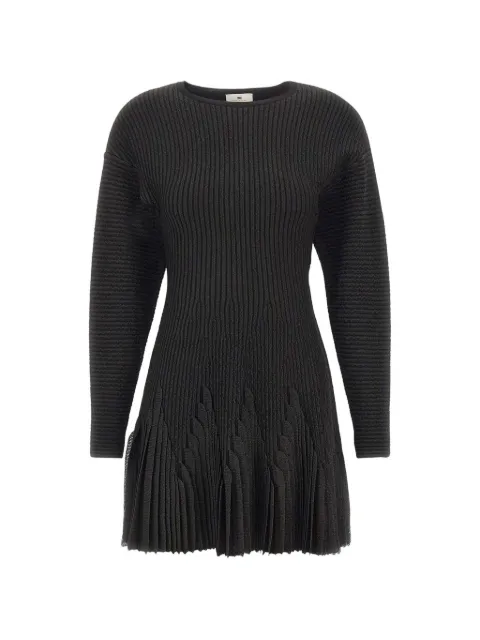 Elisabetta Franchi ribbed pleated mini dress Black AM12S66E2