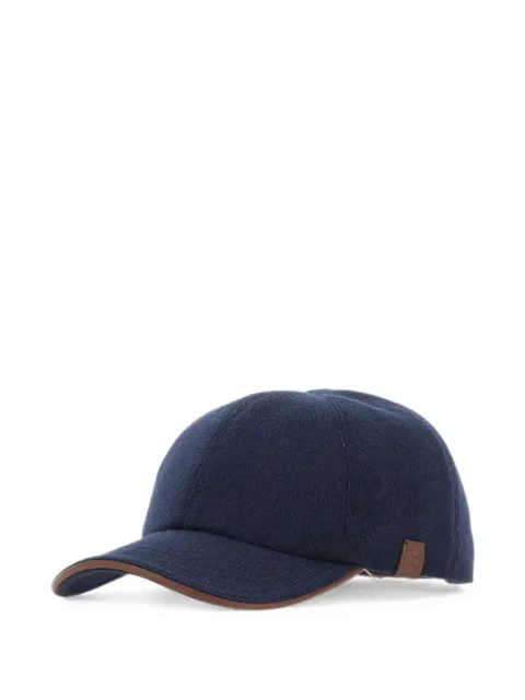 Eleventy leather-trim cashmere baseball cap Blue N77CPLN18TES0N0281105