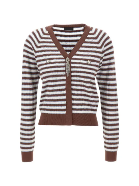 LIU JO crystal-embellished striped cardigan Brown CA6067MS52G