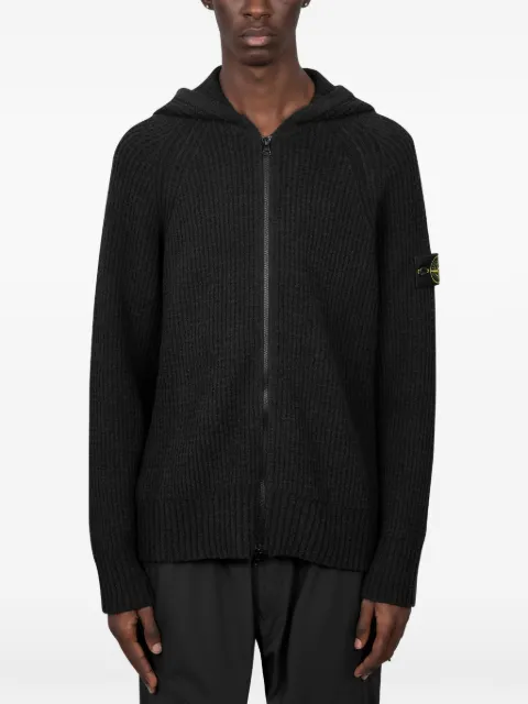 Stone Island 5100005 full rib cotton bouclé jumper Black L2S155100005S0N17