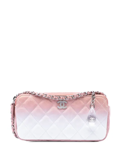 CHANEL Pre-Owned 2018-2019 Ombre Calfskin Double Zip Clutch On Chain crossbody bag Pink KH3FNSWMC82GULLW