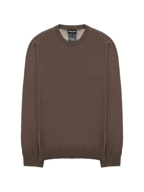Giorgio Armani logo-embroidered virgin wool sweater Brown GM004535AF28169U7001