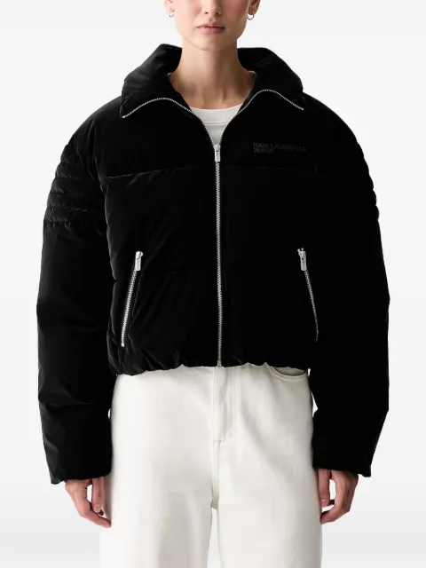 Karl Lagerfeld Jeans velvet-effect puffer jacket Black B3W15046