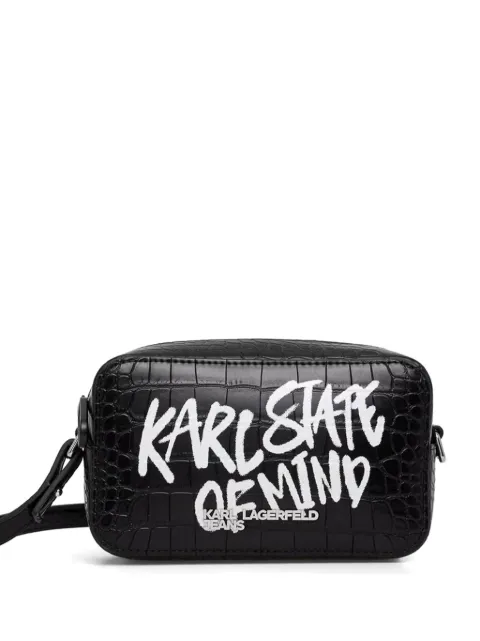 Karl Lagerfeld Jeans croc-effect logo-print shoulder bag Black B3W30287999