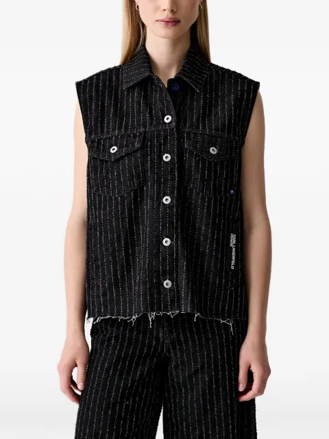 Karl Lagerfeld Jeans pinstripe-pattern sleeveless jacket Black B3W14039B69
