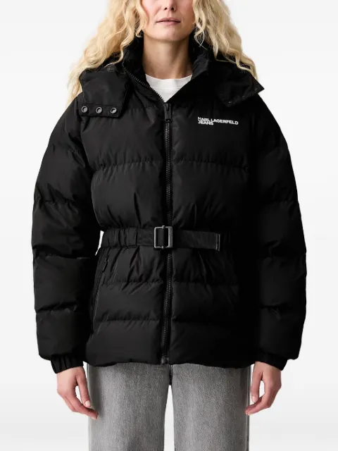 Karl Lagerfeld Jeans belted-waist puffer jacket Black B3W15019999