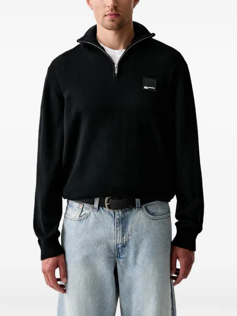 Karl Lagerfeld Jeans quarter-zip logo-patch sweater Black B3M18005999