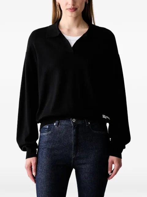 Karl Lagerfeld Jeans logo-embroidered polo-collar sweater Black B3W18012999