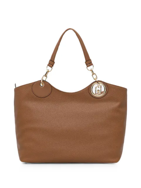 LIU JO logo-plaque pebbled-effect tote bag Brown AF6025ES039