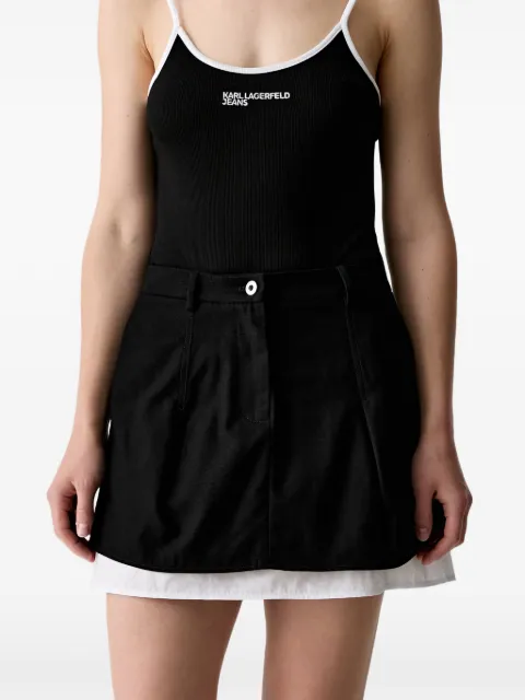 Karl Lagerfeld Jeans logo-embroidered layered mini skirt Black B3W12003101