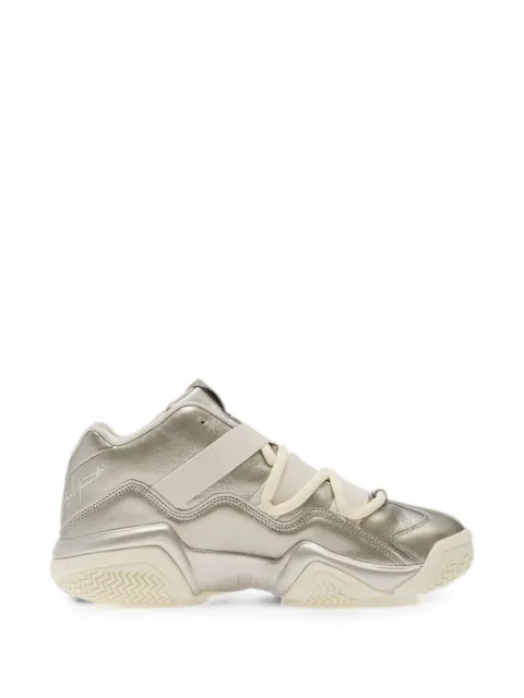 Y-3 x Adidas Megaball metallic-effect logo-embossed sneakers Silver KI7798