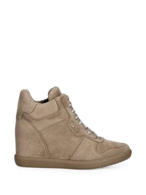 DKNY wedge-heel logo-print sneakers Brown K3639564