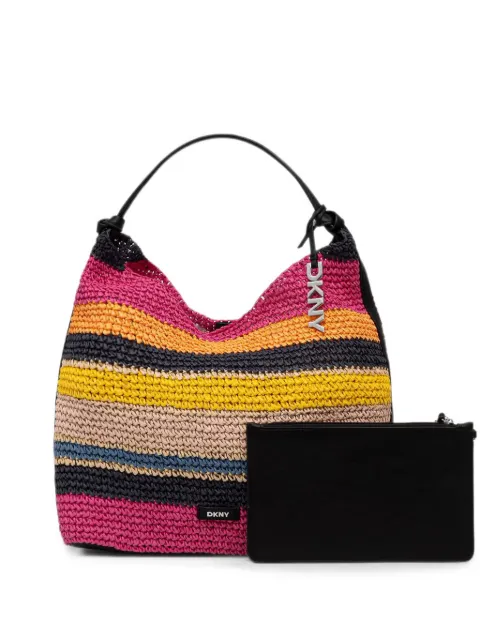 DKNY Paula striped woven shoulder bag Pink R61CYO07
