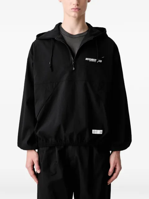 Neighborhood logo-print quarter-zip hooded hoodie jacket Black 261TSNHJKM04