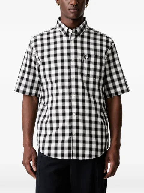 Fred Perry gingham-check short-sleeve shirt Black M2513