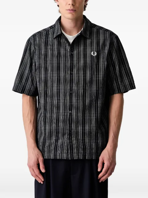 Fred Perry check-print short-sleeve shirt Blue M2470