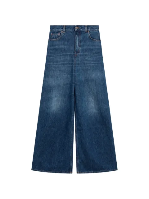 Chloé logo-patch wide-leg jeans Blue CHC24ADP0150