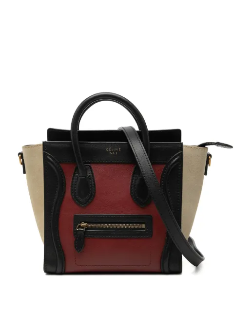 Celine Pre-Owned 2012 Nano Tricolor Calfskin and Suede Luggage Tote satchel Red 9PSOZX57UFC9YPZR